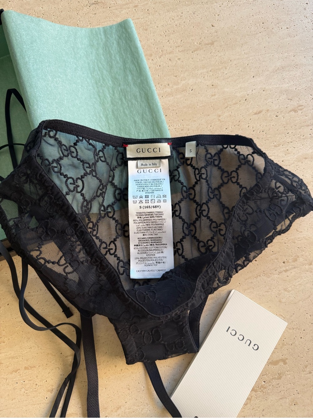 NWT Gucci Embroidered GG Logo Black Tulle Lingerie Set Sz/ S - Picture 5 of 16